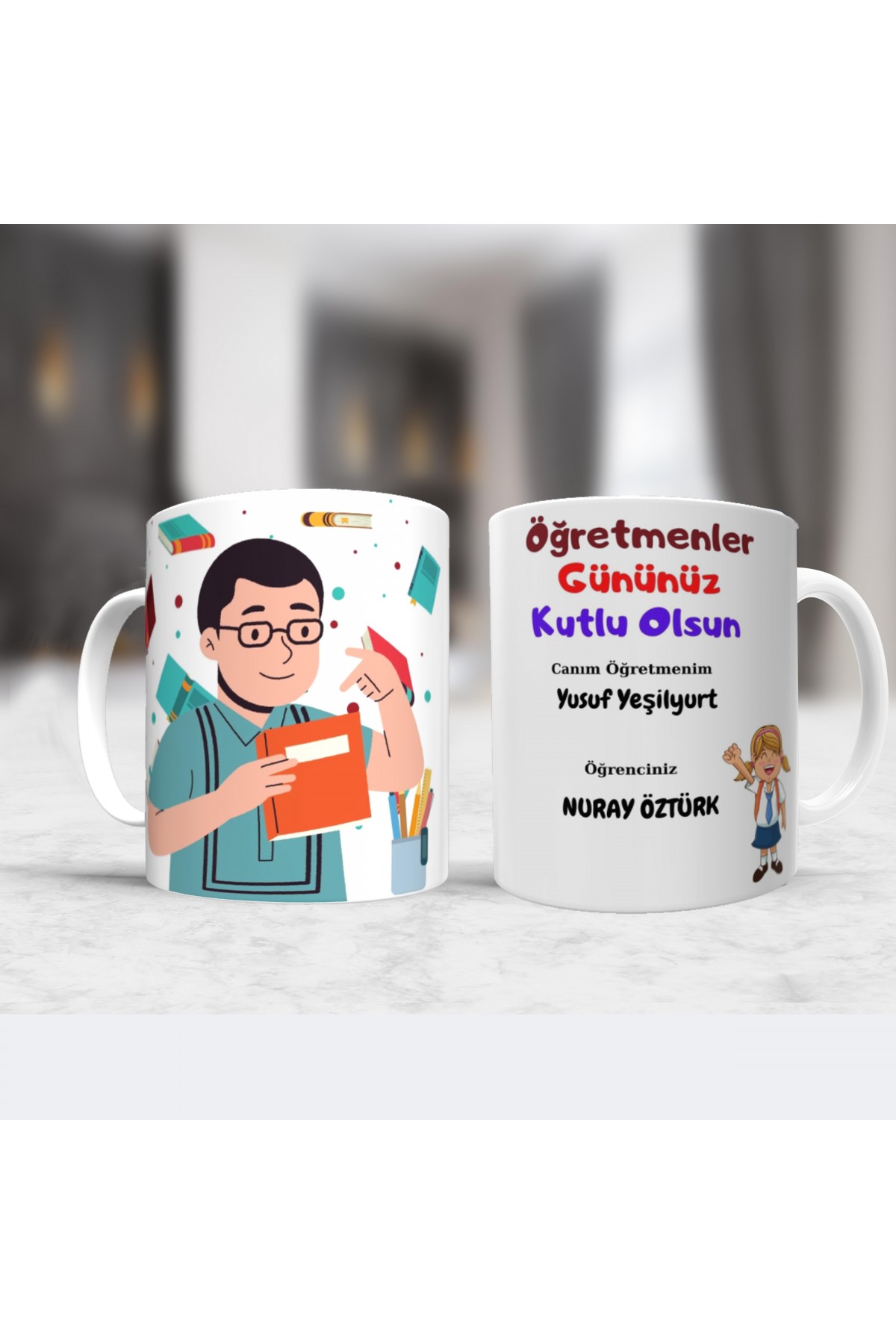 Kişiye özel kupa öğretmenler günü temalı
