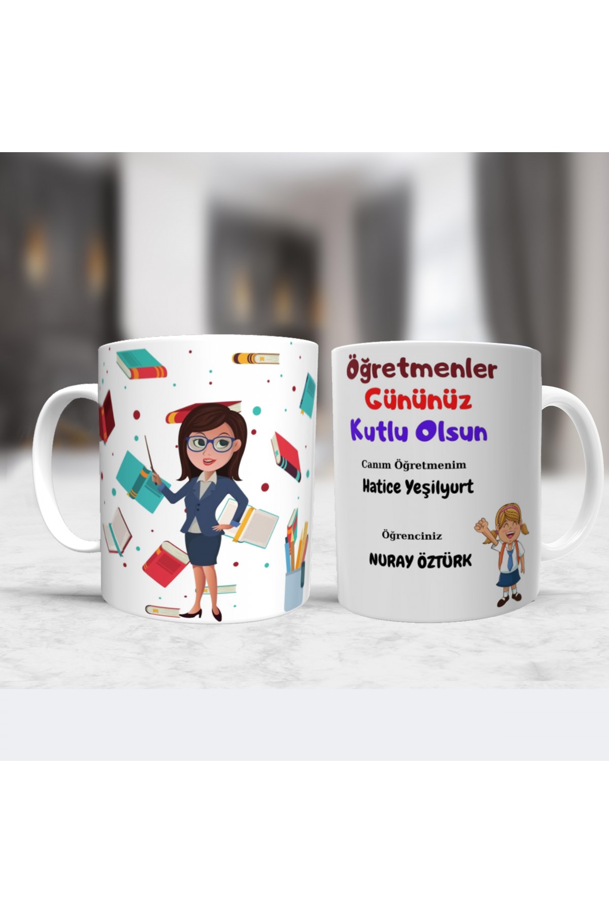 Kişiye özel kupa öğretmenler günü temalı