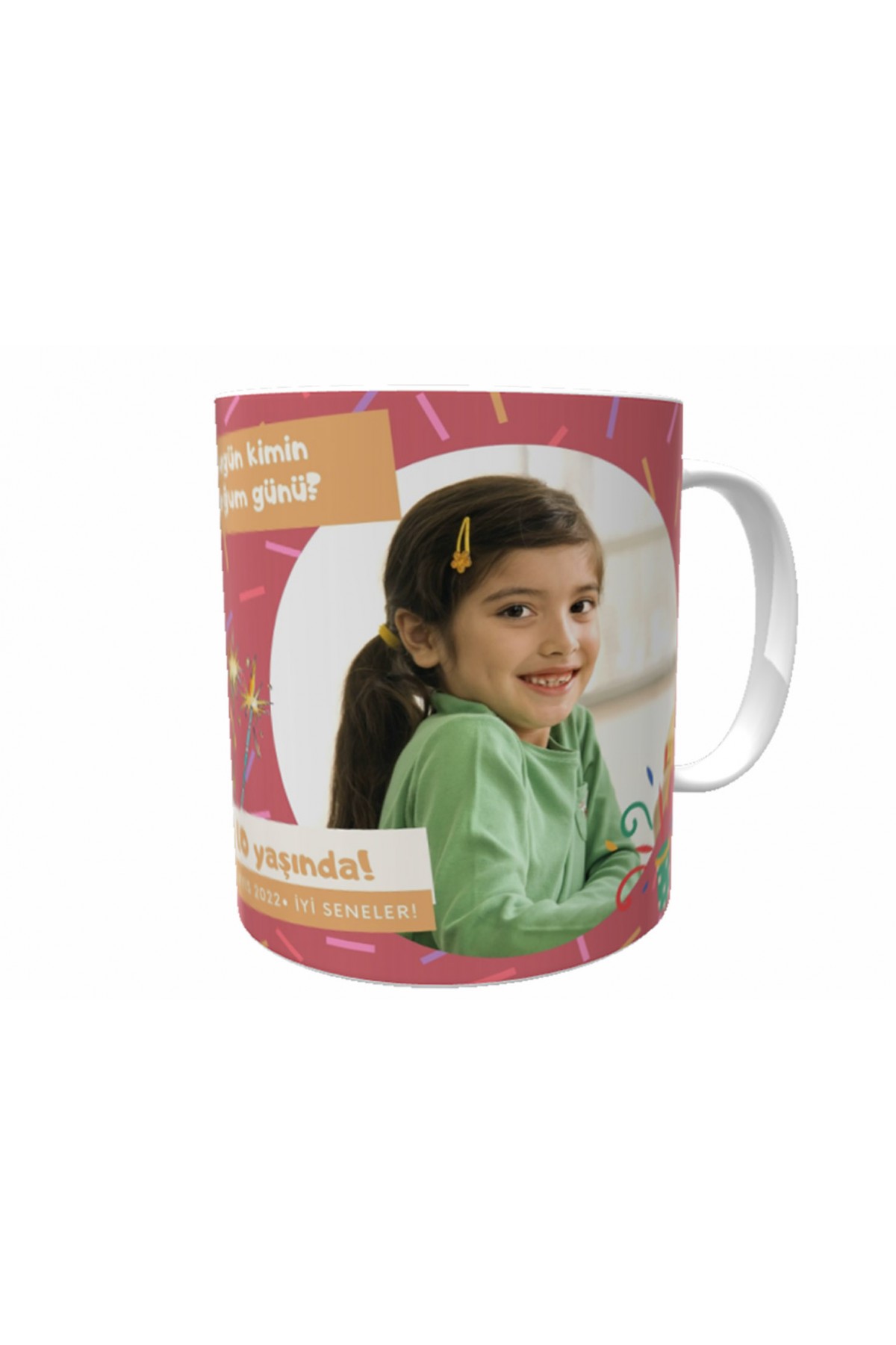 Kişiye özel Pembe Konfeti Eğlenceli Doğum Günü Kupası