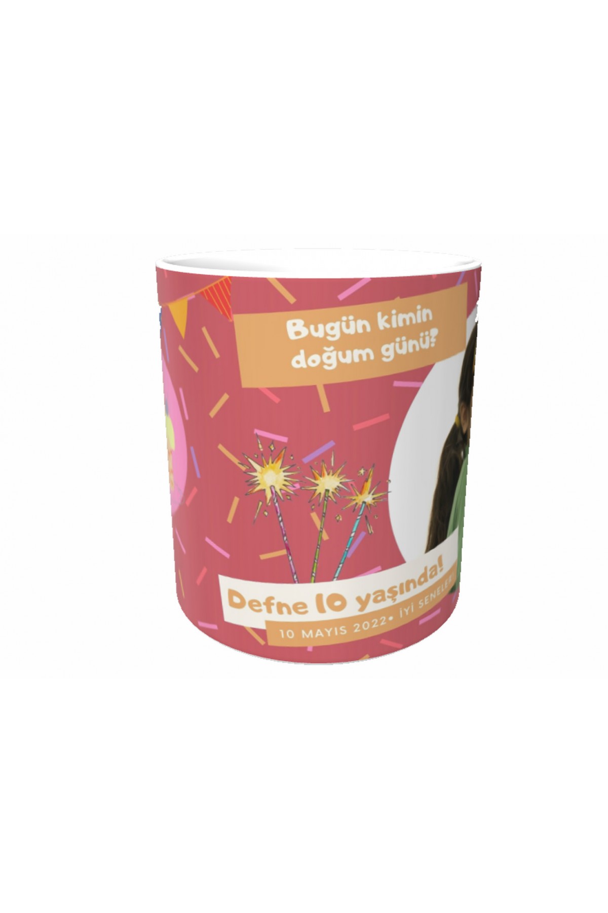 Kişiye özel Pembe Konfeti Eğlenceli Doğum Günü Kupası