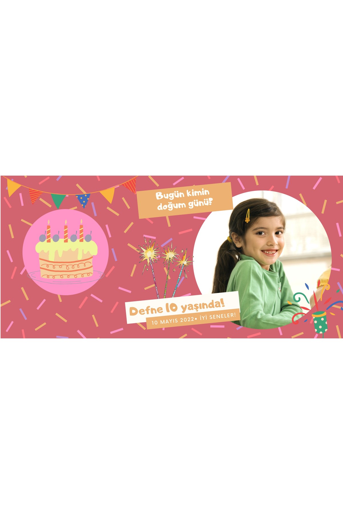 Kişiye özel Pembe Konfeti Eğlenceli Doğum Günü Kupası