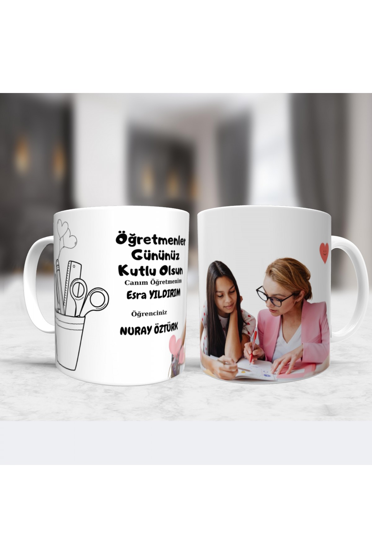 Kişiye özel kupa öğretmenler günü temalı