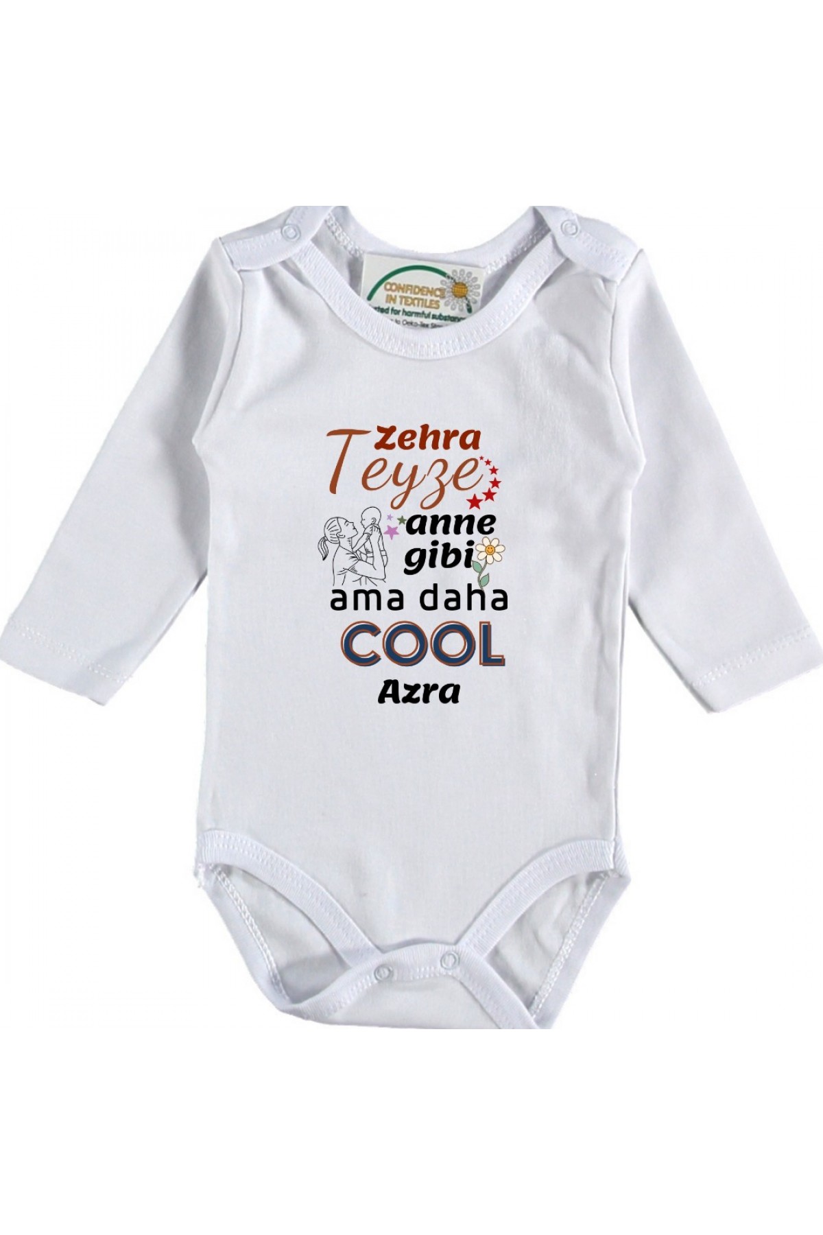 Teyzem Anne Gibi Ama Daha Cool Yazılı Bebek Zıbın