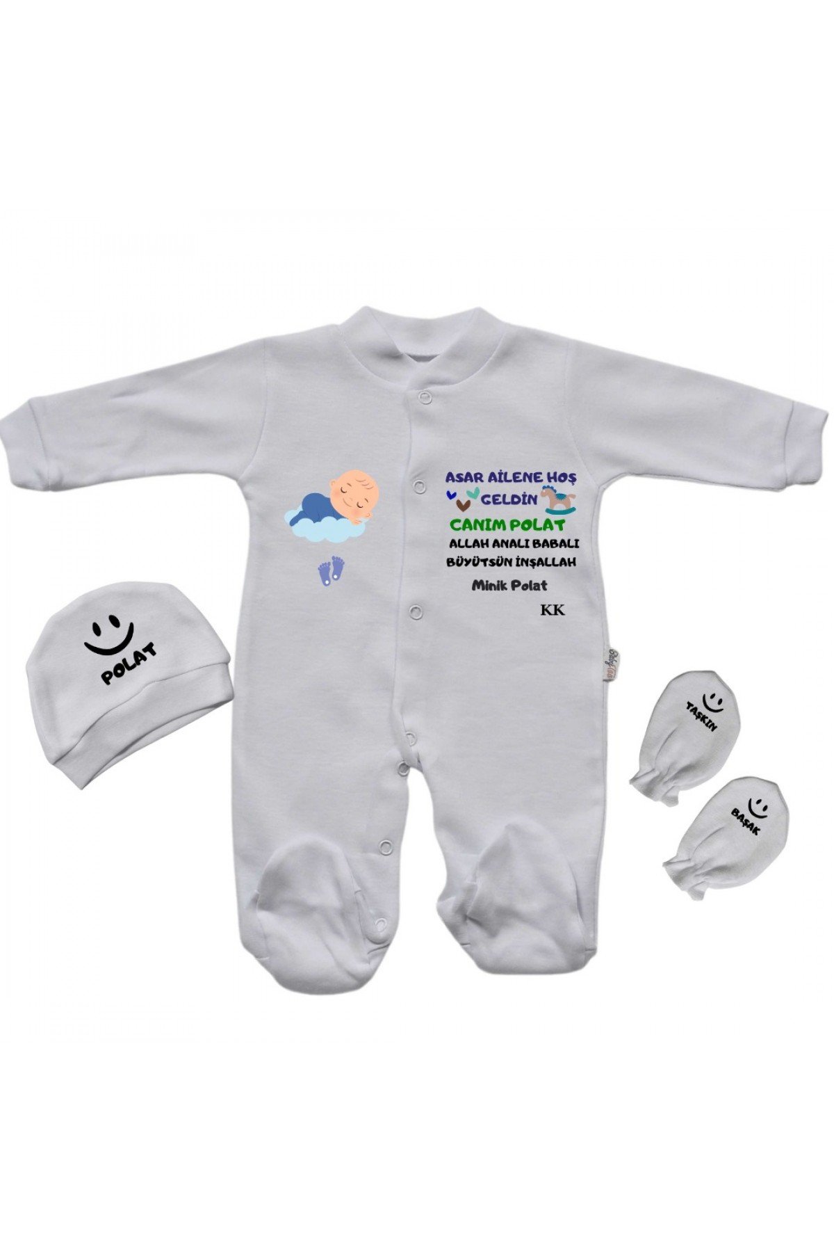 Ailene Hoşgeldin Yazılı Kişiye Özel Bebek Tulum