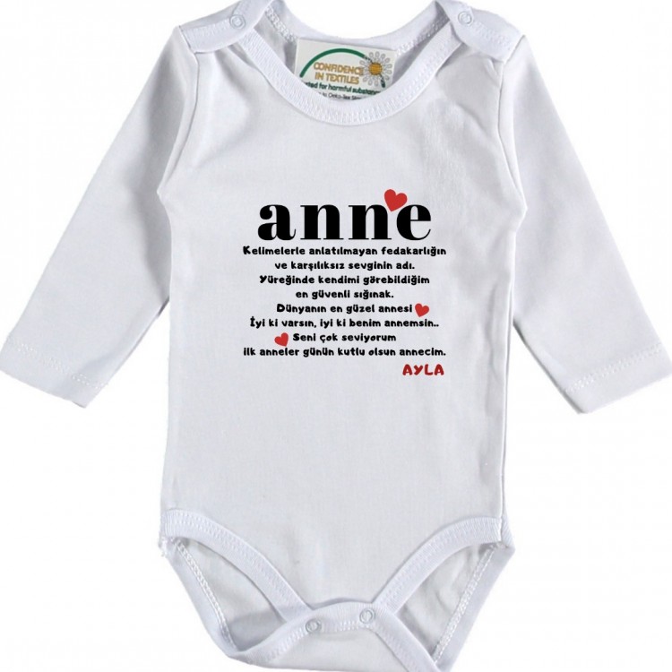 Anne ilk Anneler günü hediyesi yazılı Bebek Zıbını