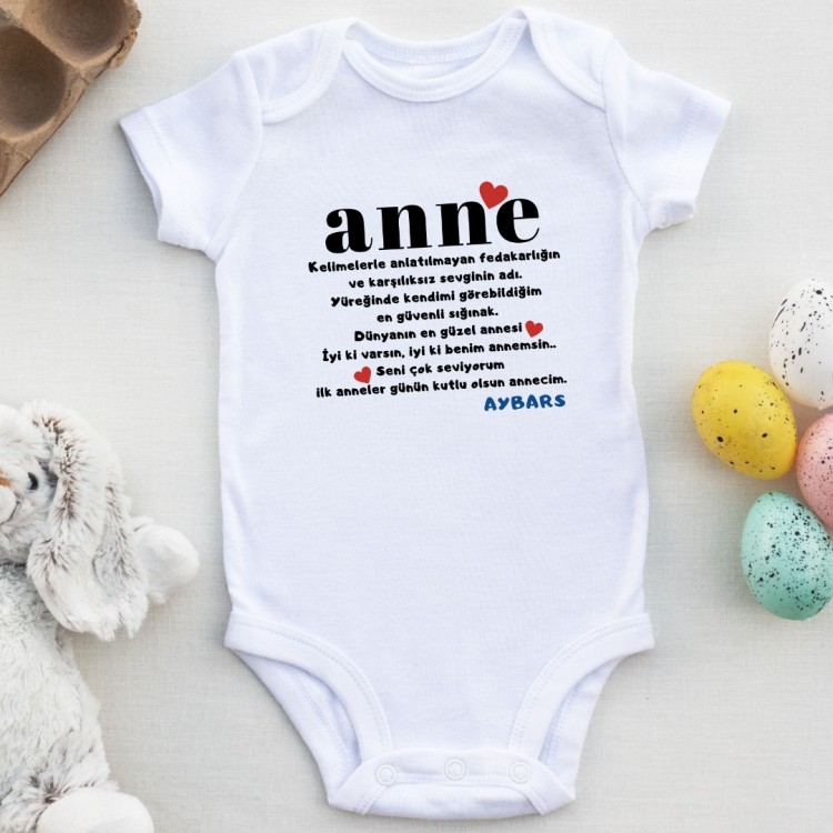 Anne ilk Anneler günü hediyesi yazılı Bebek Zıbını