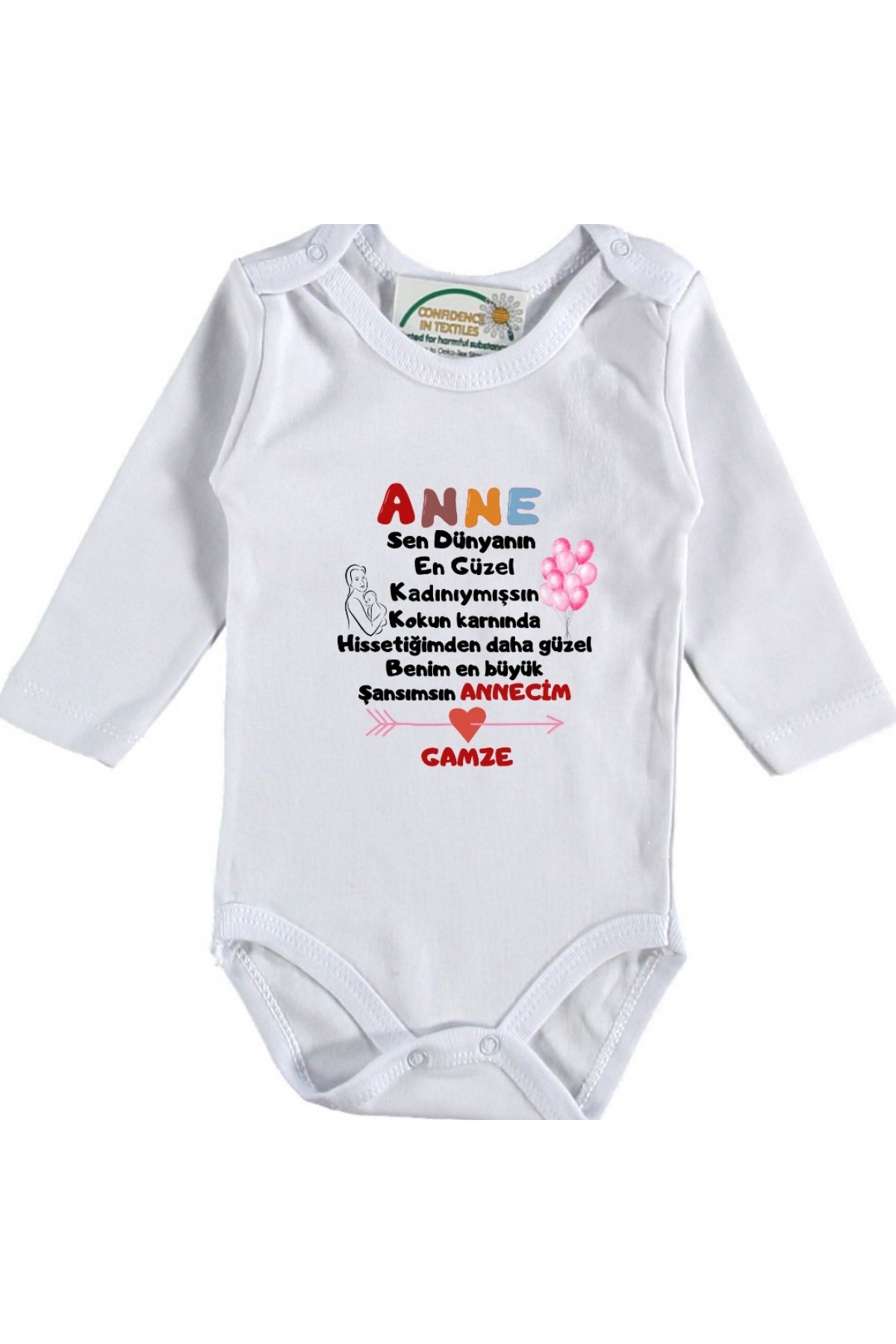 Kişiye özel bebek zıbın anne yazılı