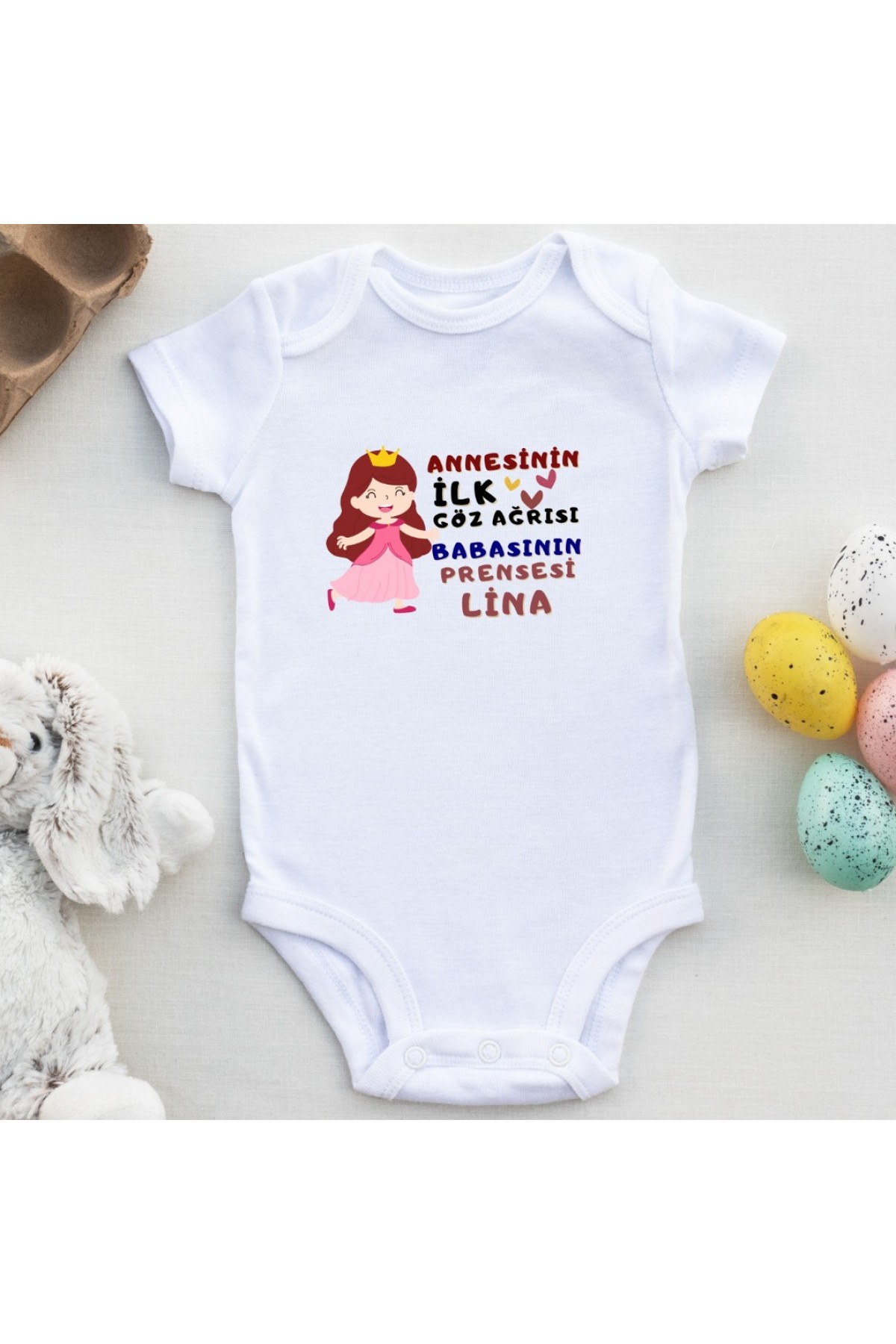 Annesinin ilk göz ağrısı Babasının Prensesi Yazılı Kız Bebek Zıbını