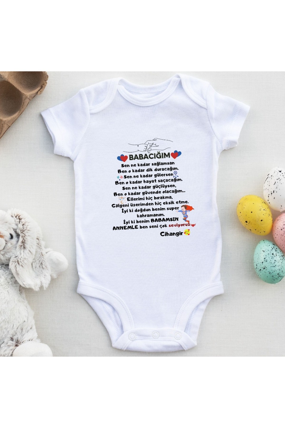 Kişiye özel bebek zıbın Bebekten Babaya mesaj
