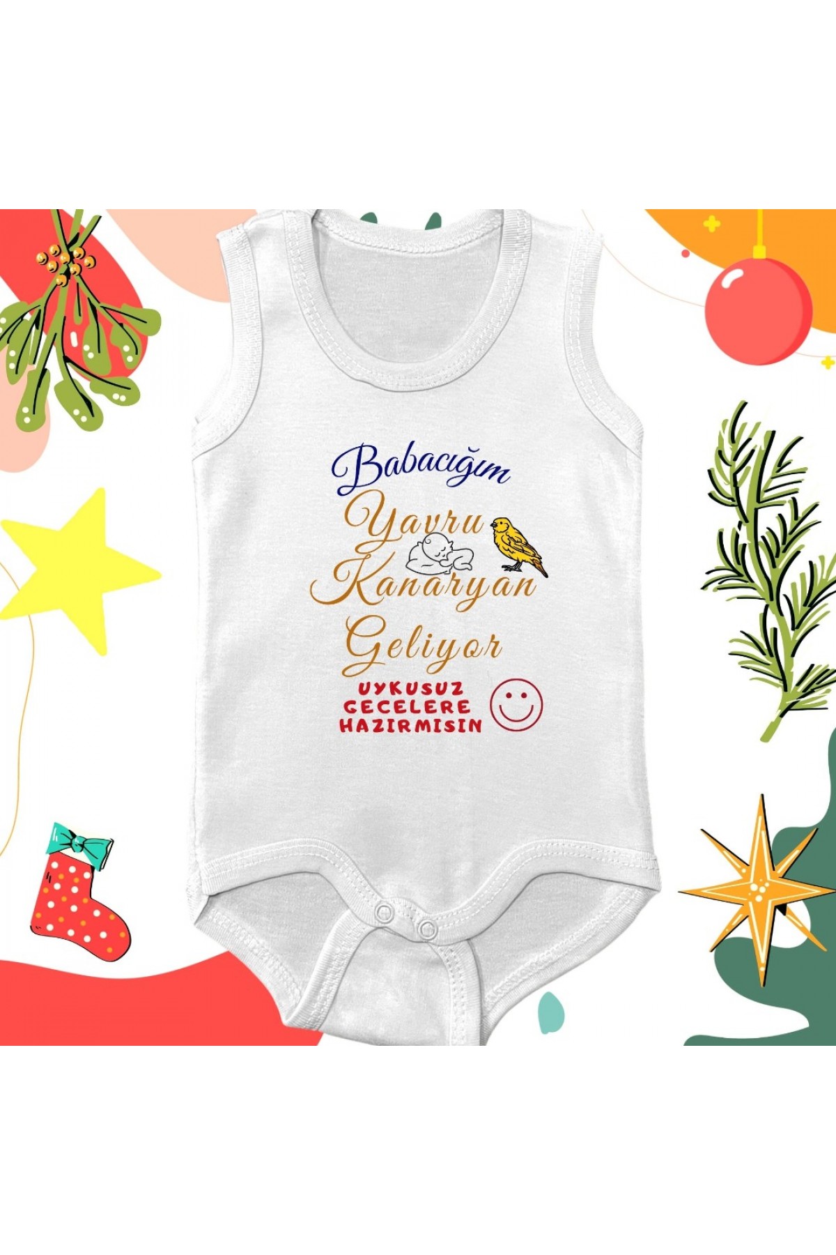 Kişiye özel bebek zıbın Babacım Yavru kanarya geliyor