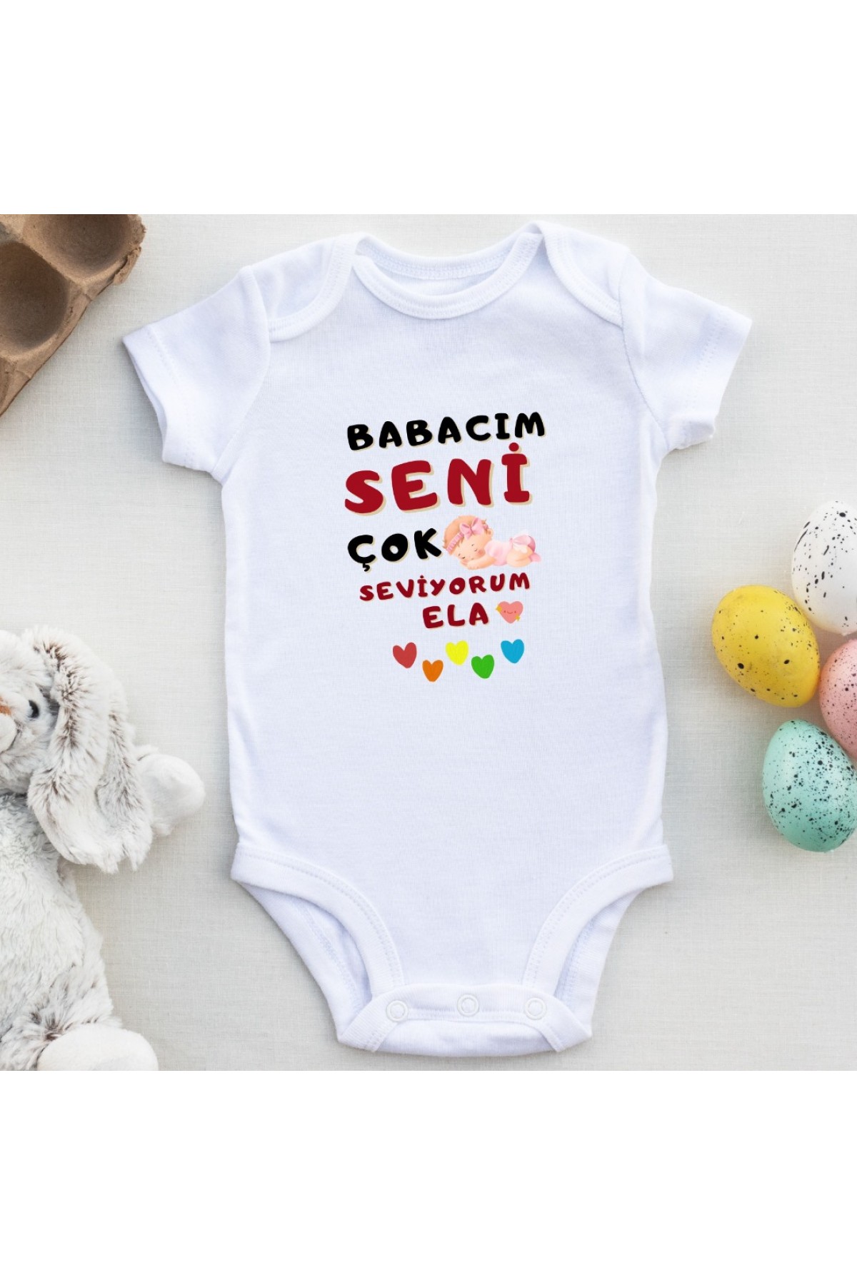 Kişiye özel Baskılı bebek Zıbın Babacım Seni Çok Seviyorum kiz bebek