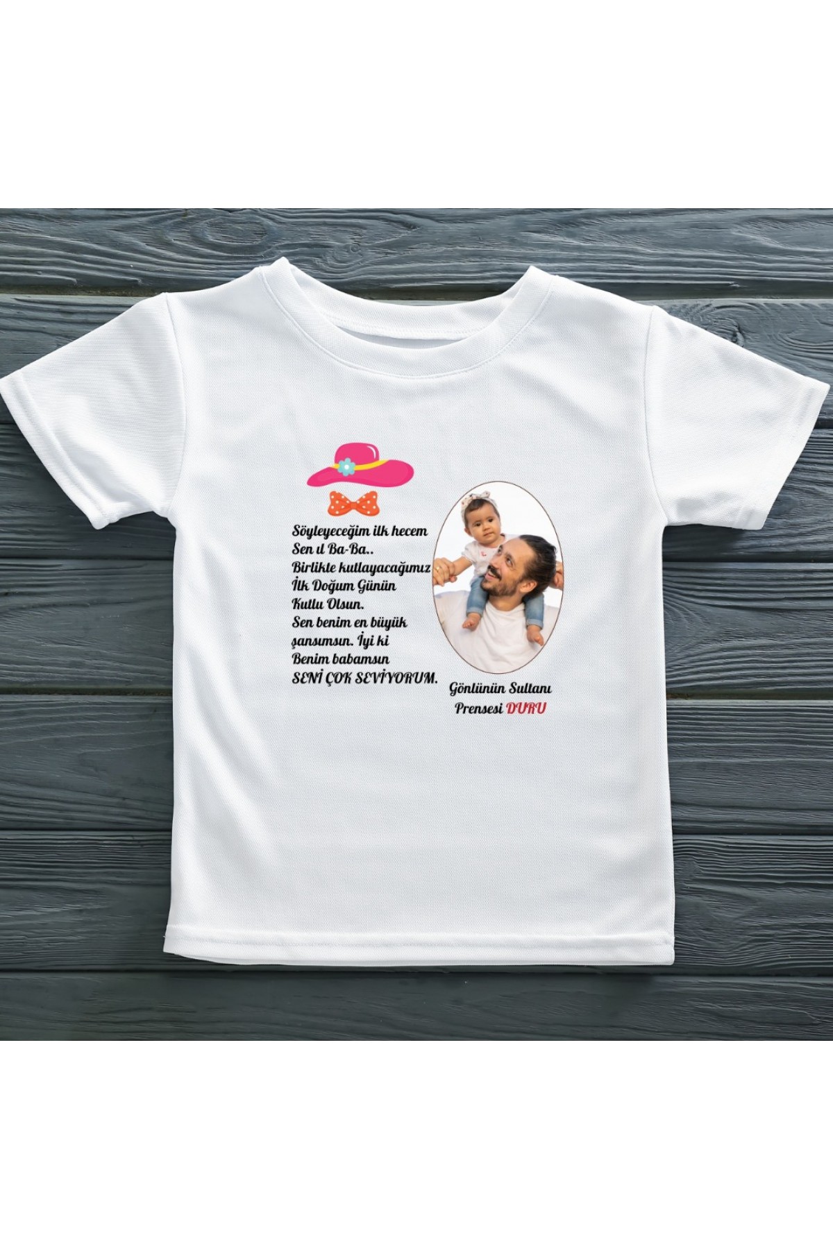 Babalar Günü Kutlu Olsun yazılı Kız Çocuk Tişört