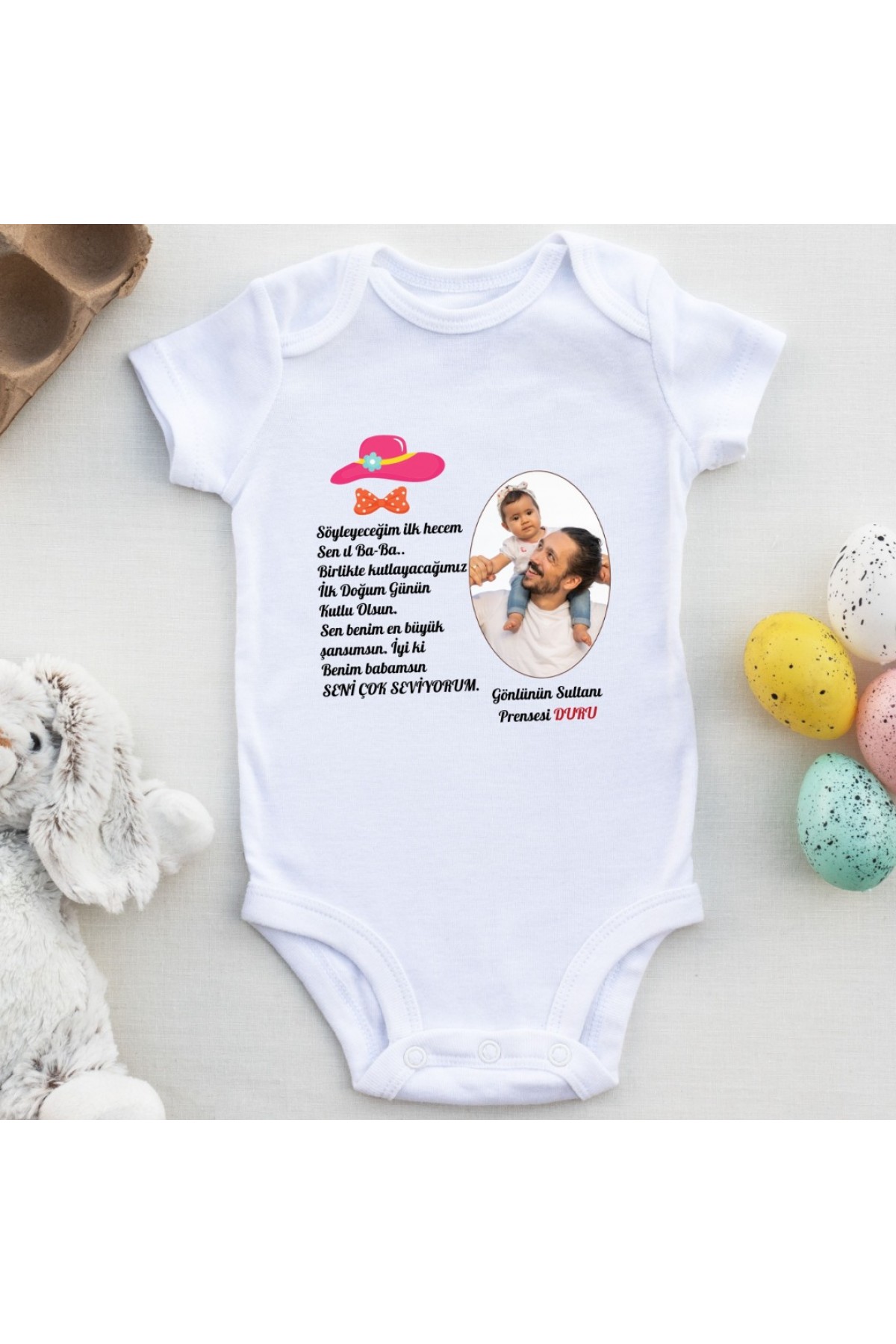 Babalar Günü Kutlu Olsun yazılı Kız Bebek Zıbını 