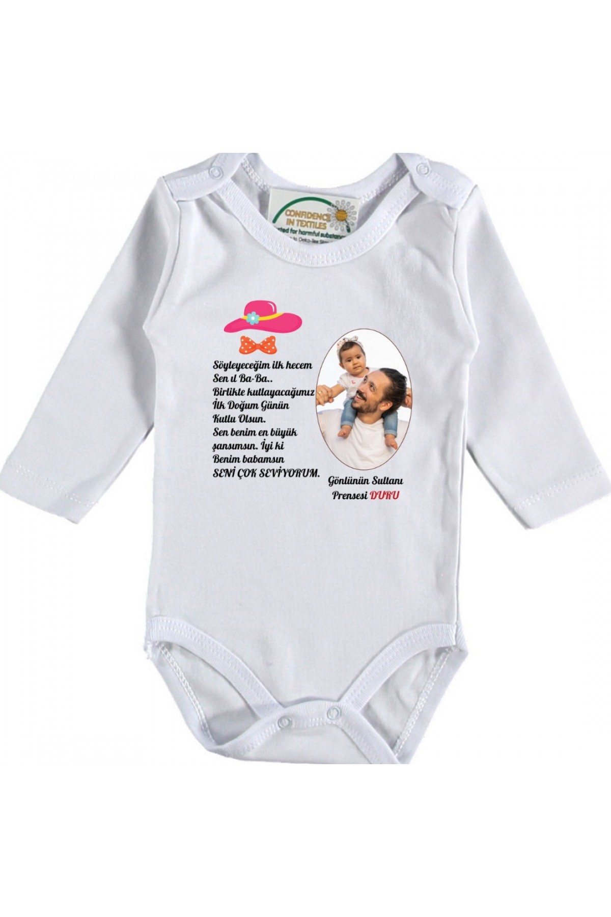Babalar Günü Kutlu Olsun yazılı Kız Bebek Zıbını 