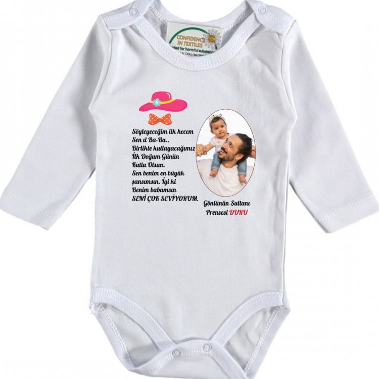 Babalar Günü Kutlu Olsun yazılı Kız Bebek Zıbını 