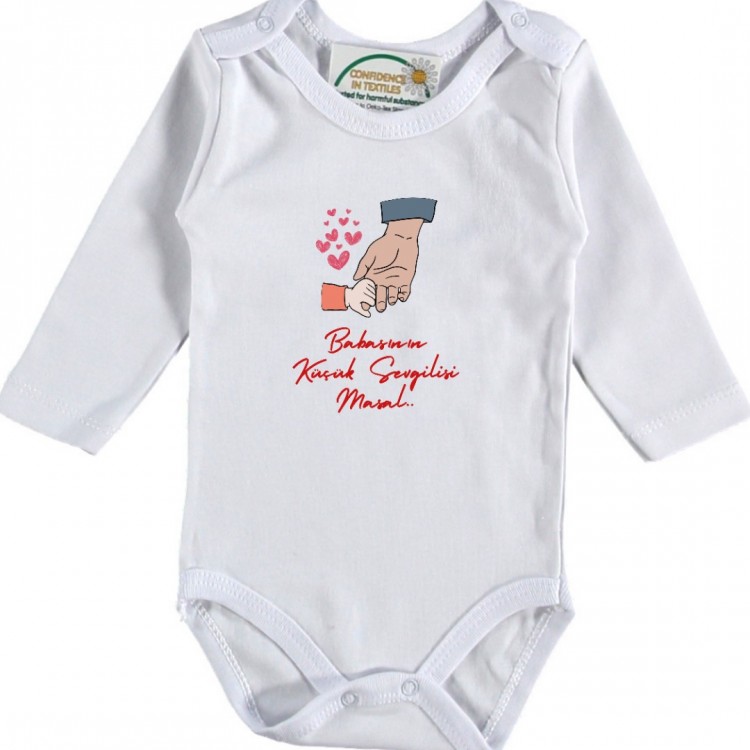 Babasının Küçük Sevgilisi Yazılı Kişiye özel Bebek Zıbın