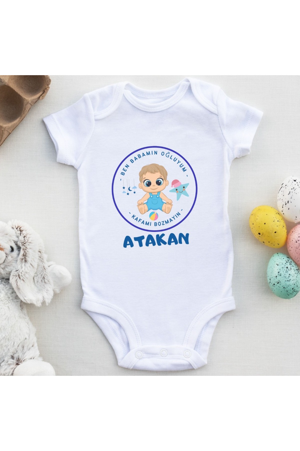 Ben Babamın Oğluyum Baskılı Bebek Zıbını 