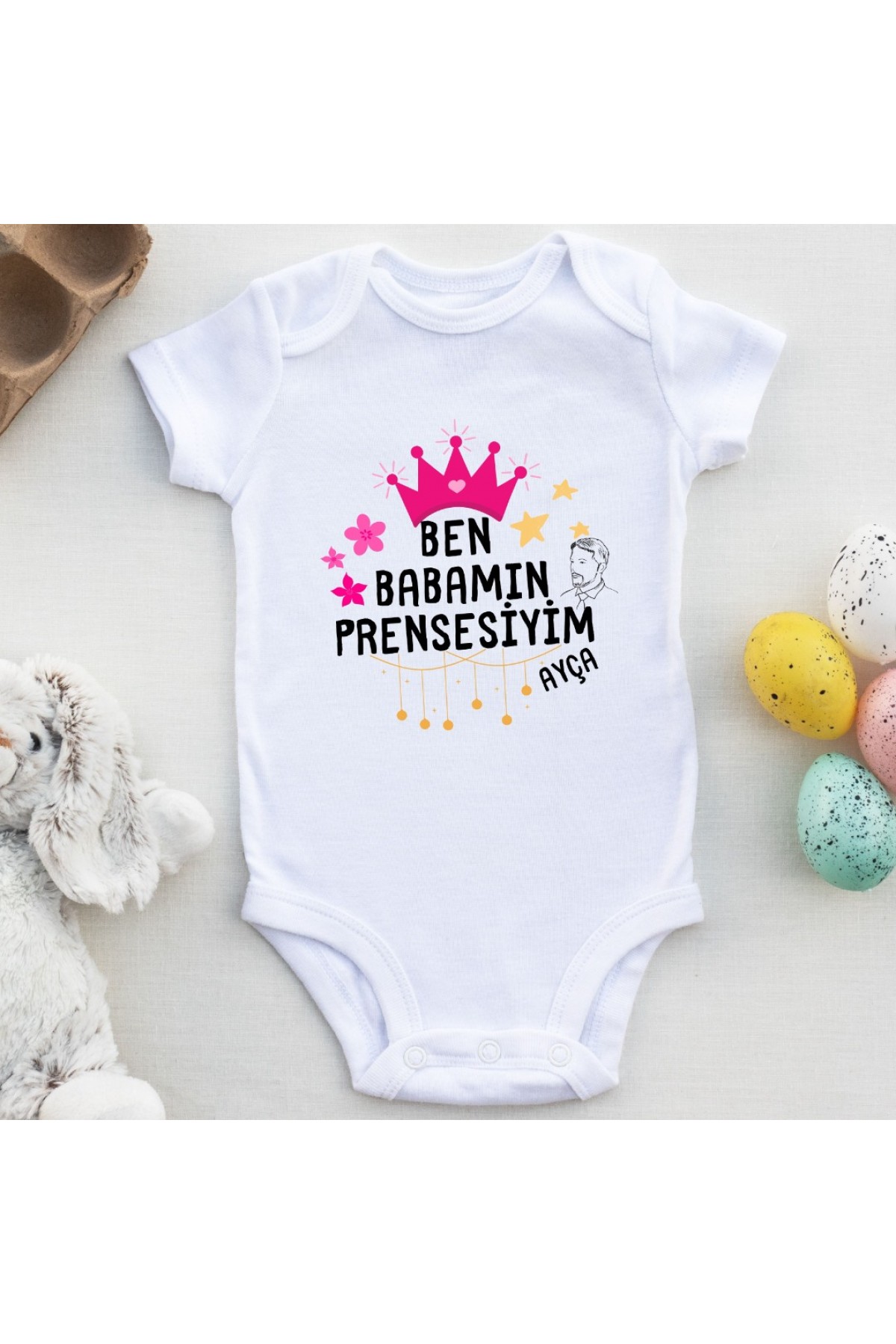 Ben Babamın Prensesiyim Yazılı Bebek Zıbın