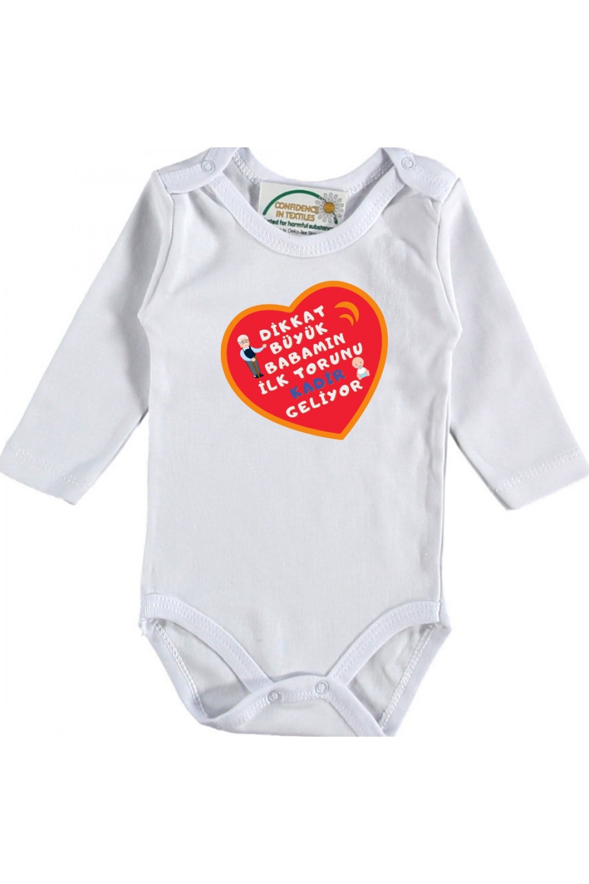 Kişiye özel Baskılı bebek Zıbın Dikkat Büyük Babamın İlk Torunu Geliyor
