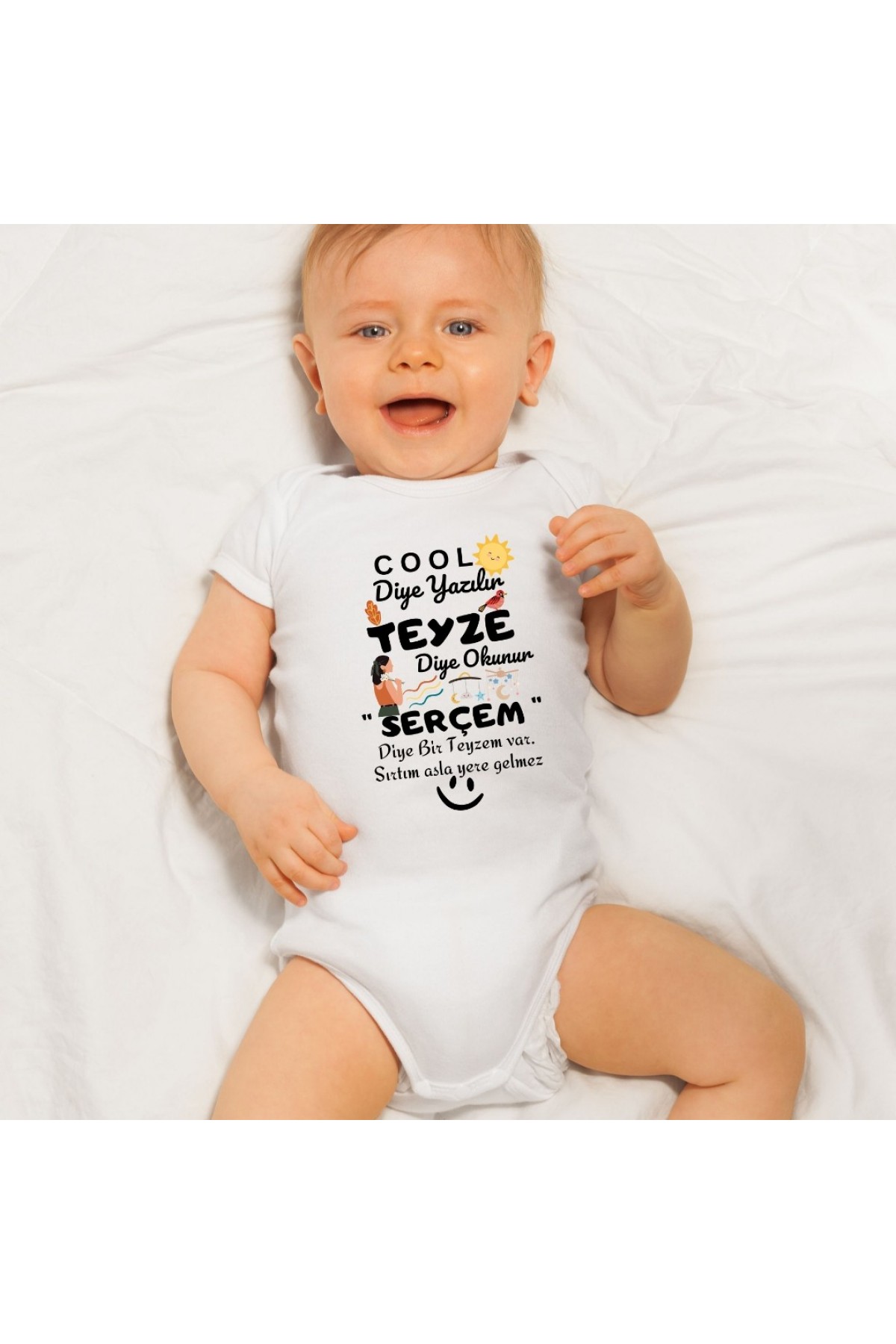 Kişiye özel bebek zıbını Cool diye yazılır Teyze