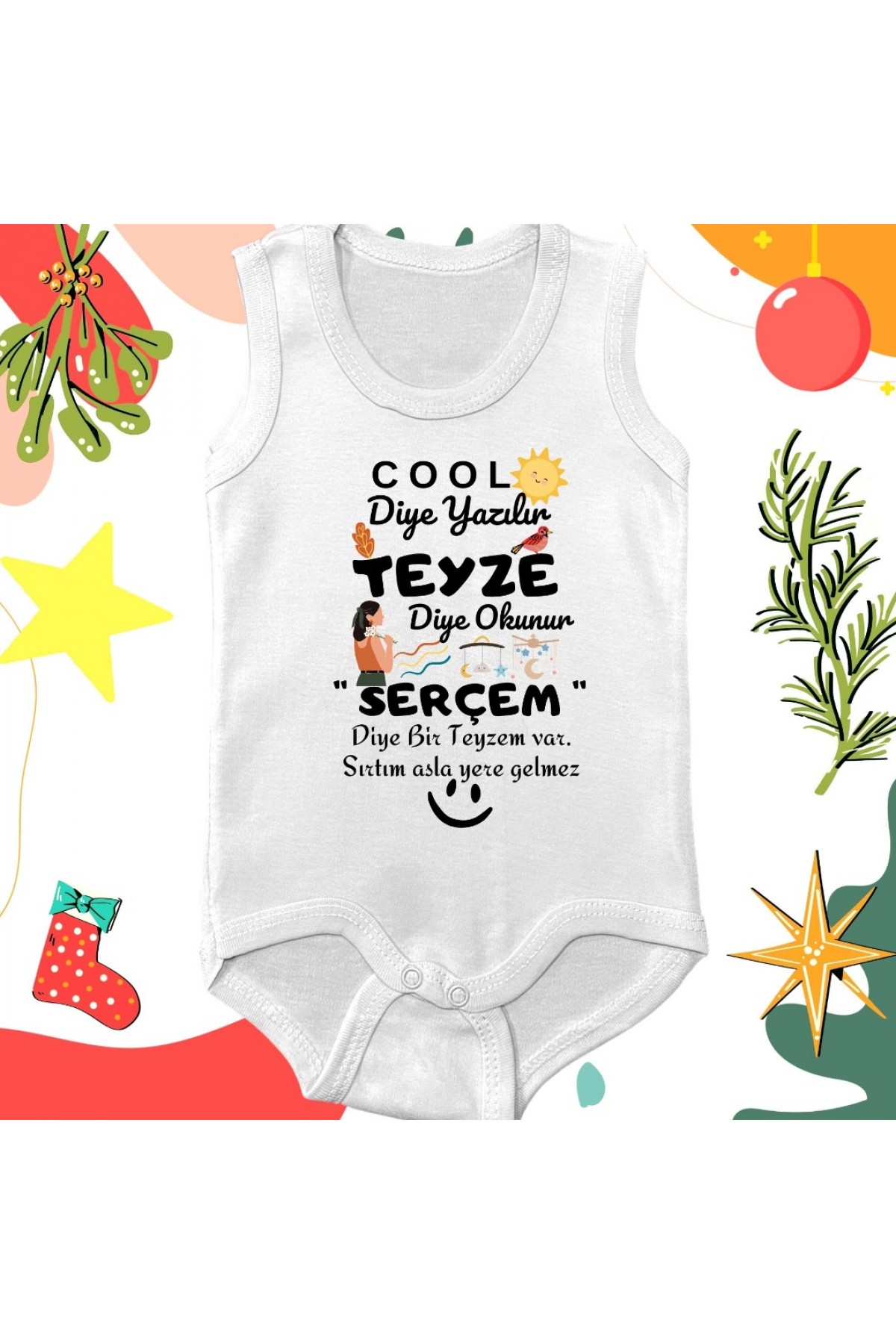 Kişiye özel bebek zıbını Cool diye yazılır Teyze