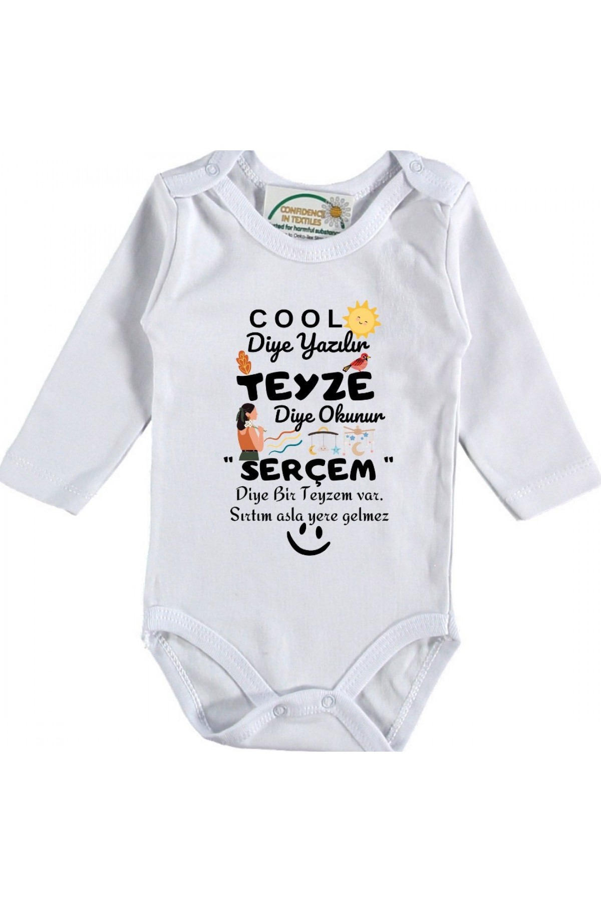 Kişiye özel bebek zıbını Cool diye yazılır Teyze