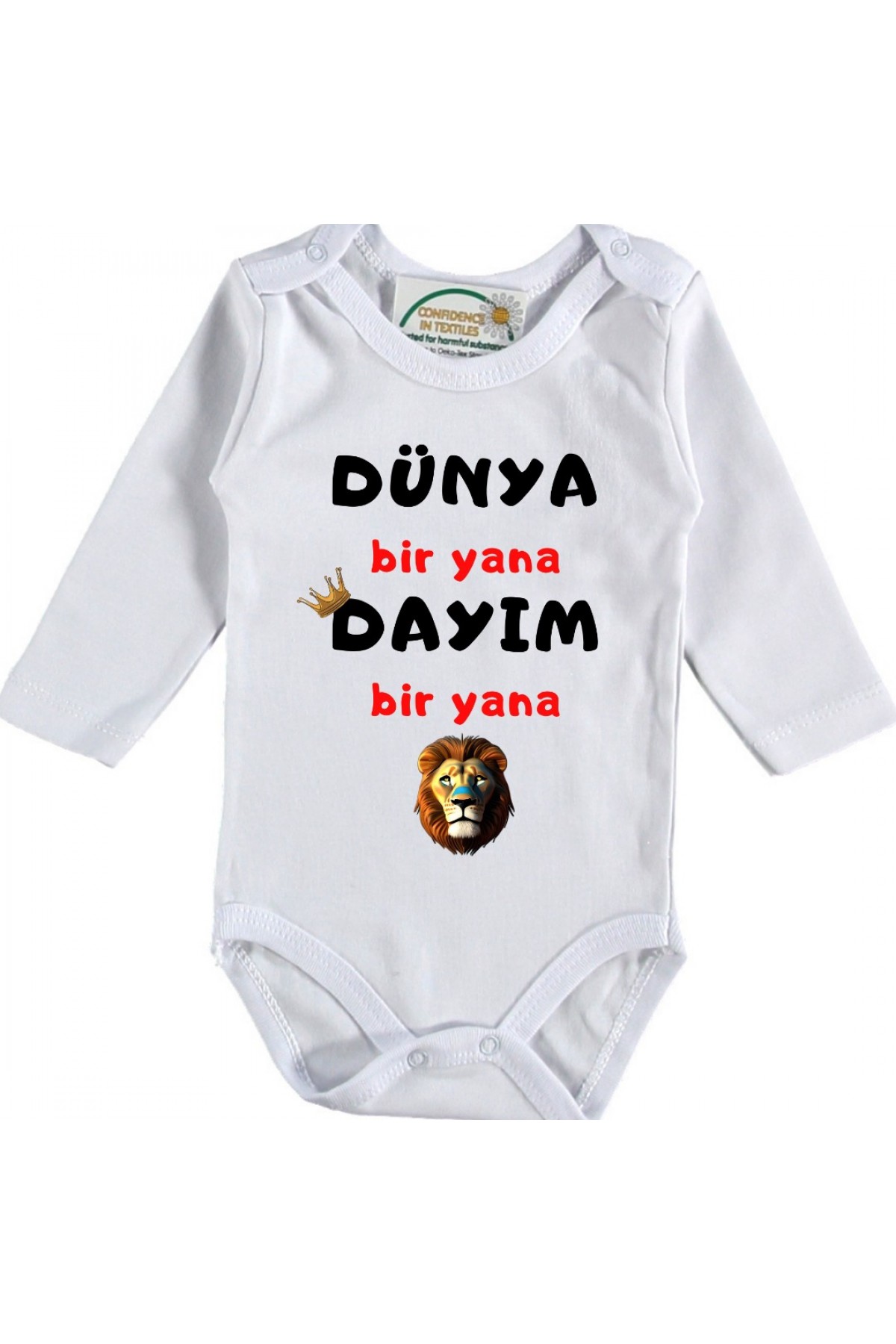 Dünya Bir Yana Dayım Bir Yana Yazılı Bebek Zıbın