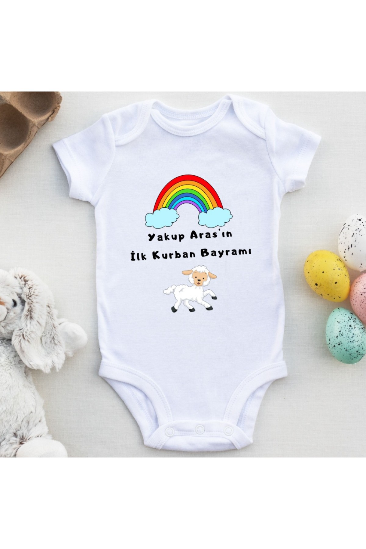 İlk Bayramım temalı Baskılı Bebek Zıbını 