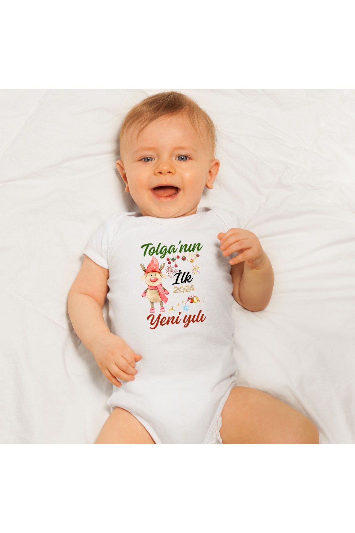 İlk Yeni Yıl Yazılı Kişiye özel Bebek Zıbın
