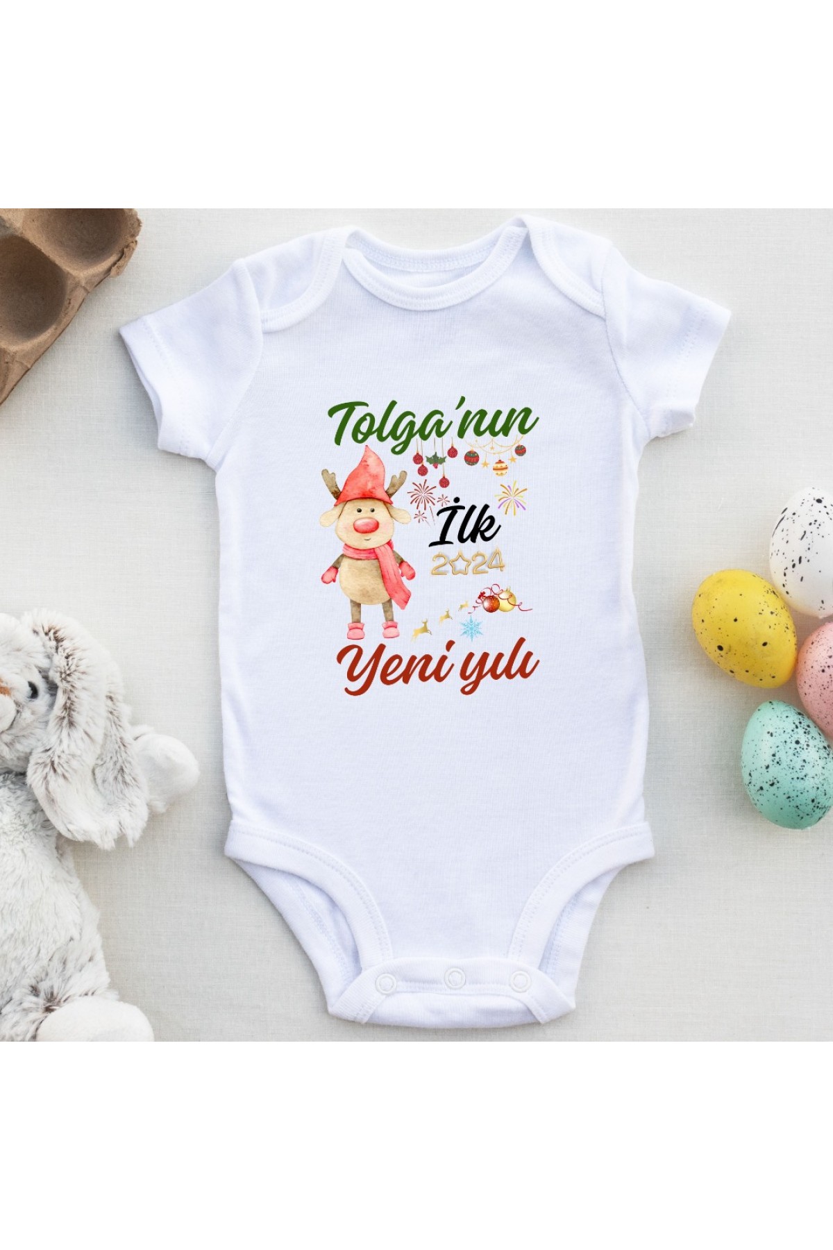 İlk Yeni Yıl Yazılı Kişiye özel Bebek Zıbın