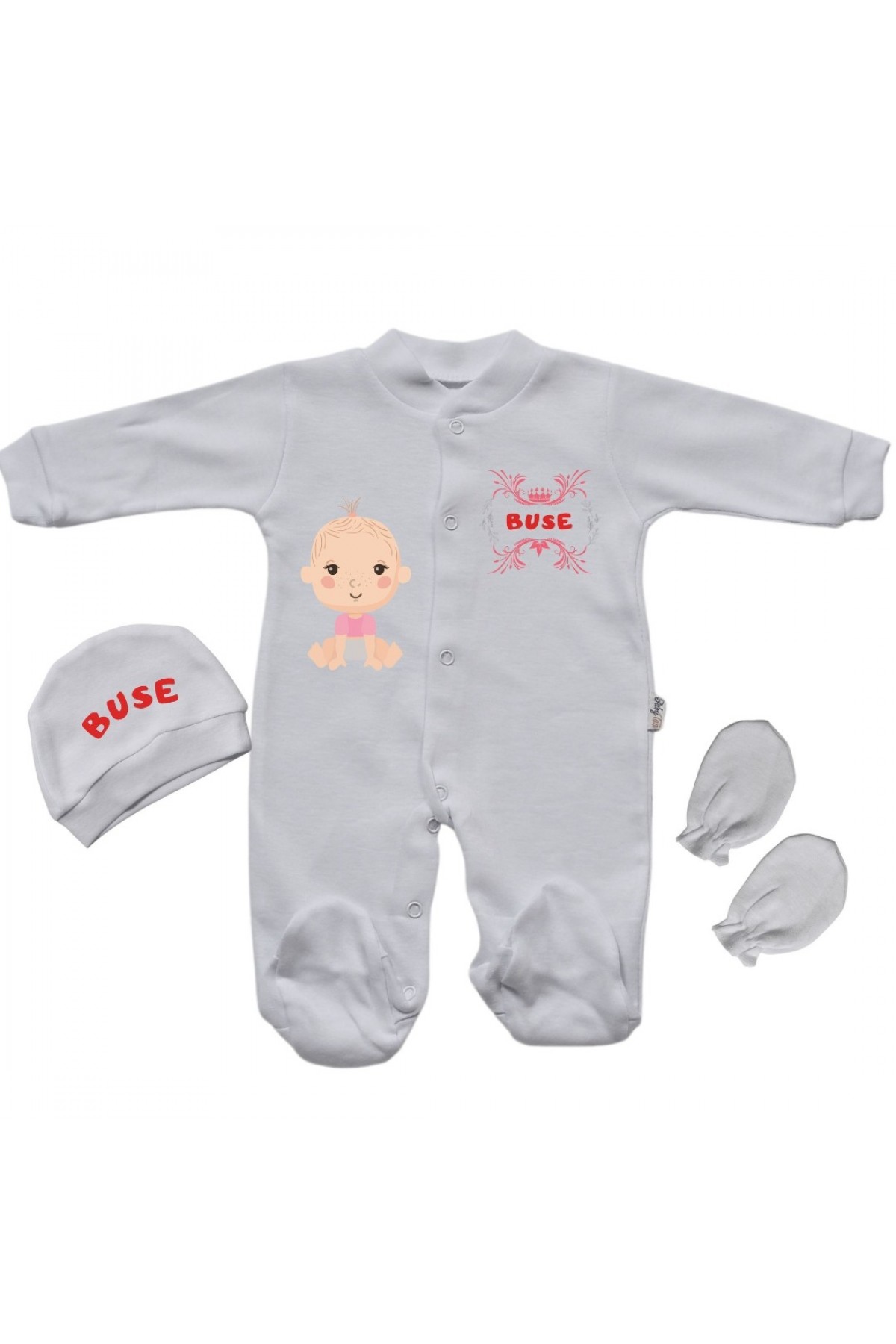 Kişiye Özel Bebek Tulum İsim yazılabilen Taç temalı Kız bebek