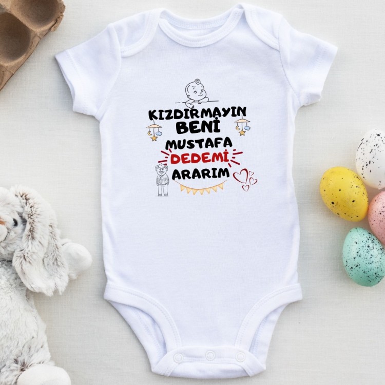 Kızdırmayın beni Dedemi Ararım yazılı Bebek Zıbını Kızdırmayın beni Dedemi Ararım yazılı Bebek Zıbını