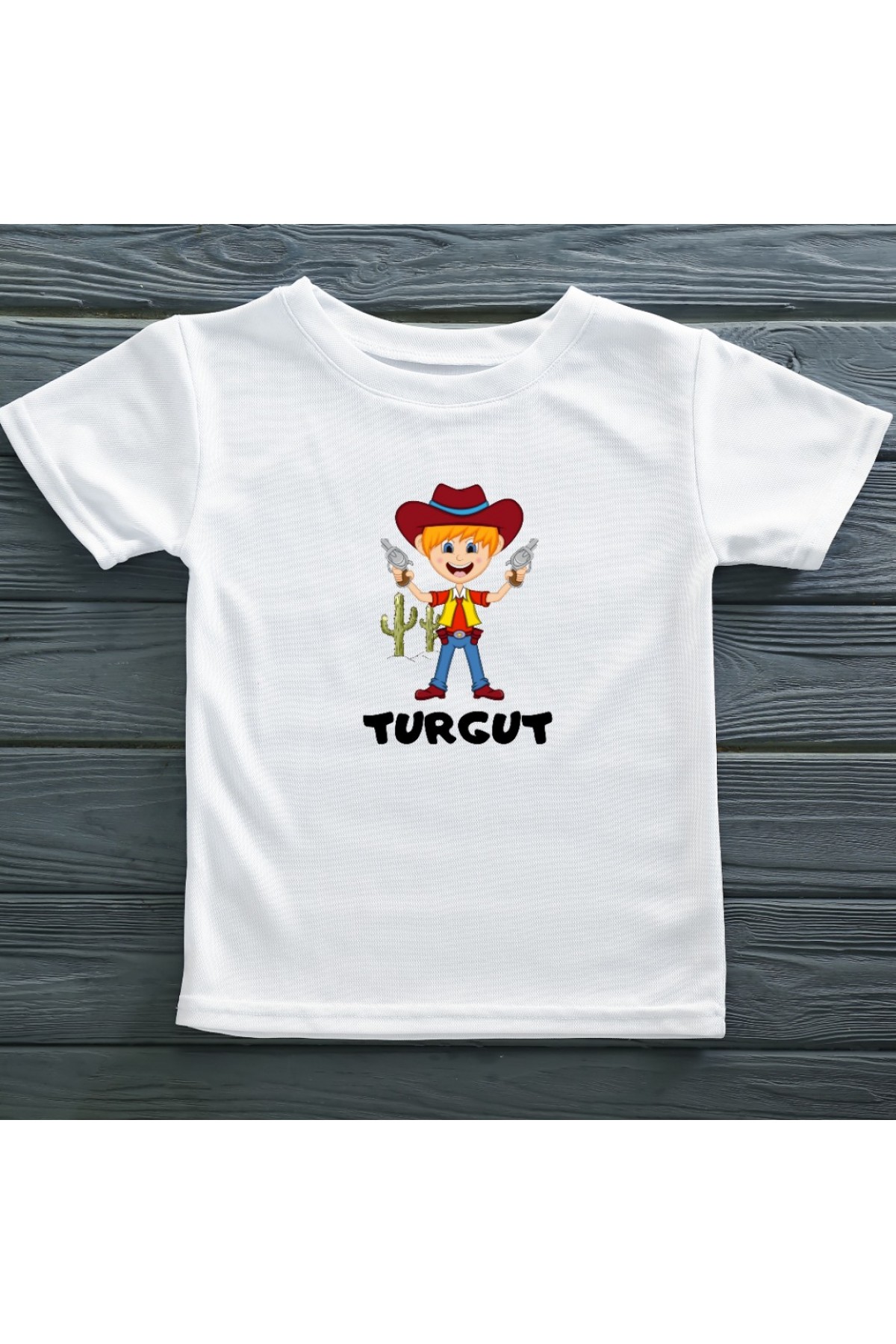 Kovboy Tasarımlı Baskılı Çocuk Tişörtü