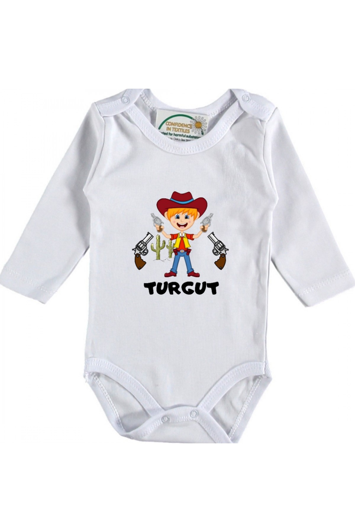 Kovboy Tasarımlı Baskılı Bebek Zıbın