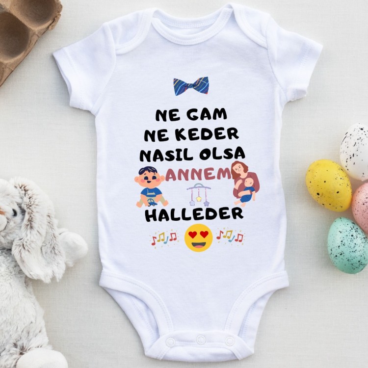 Kişiye özel bebek Zıbın Ne Gam ne keder Annem Halleder Erkek bebek