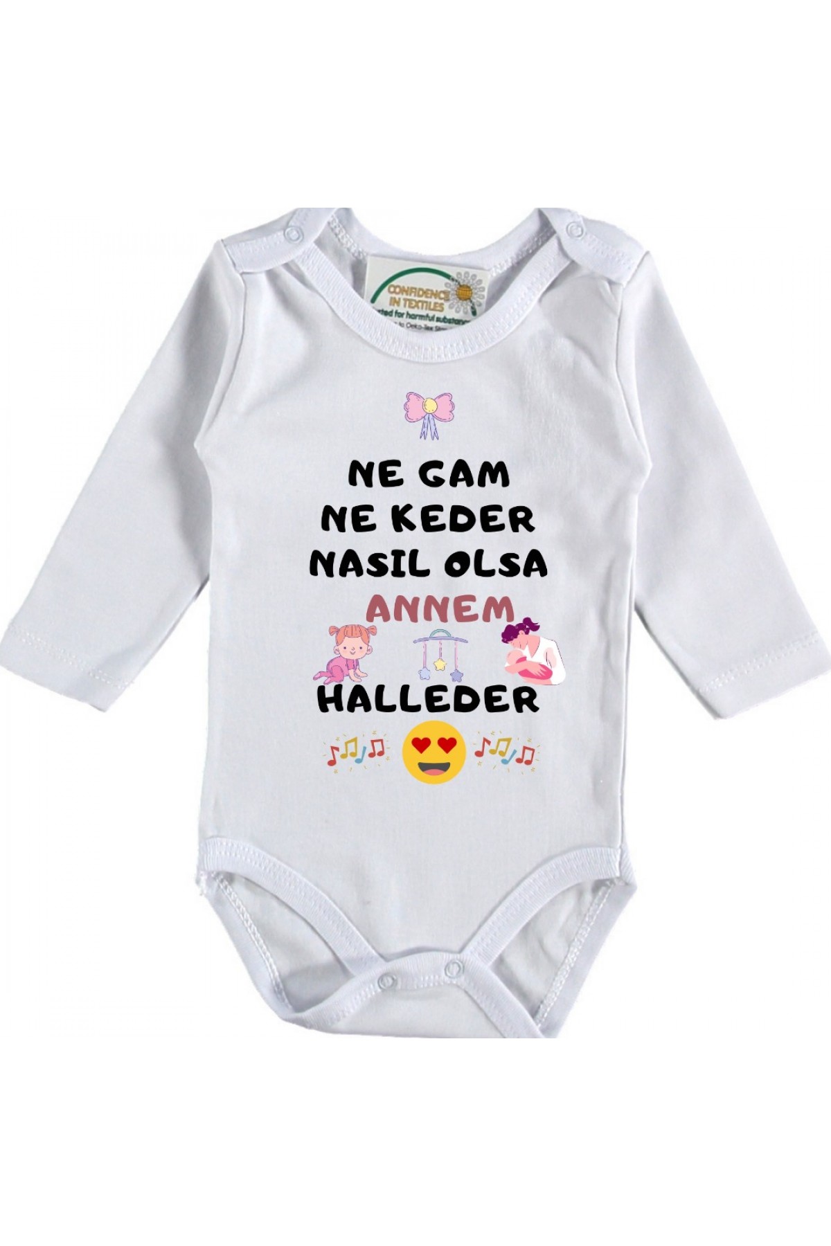 Kişiye özel bebek Zıbın Ne Gam ne keder Annem Halleder Kız Bebek