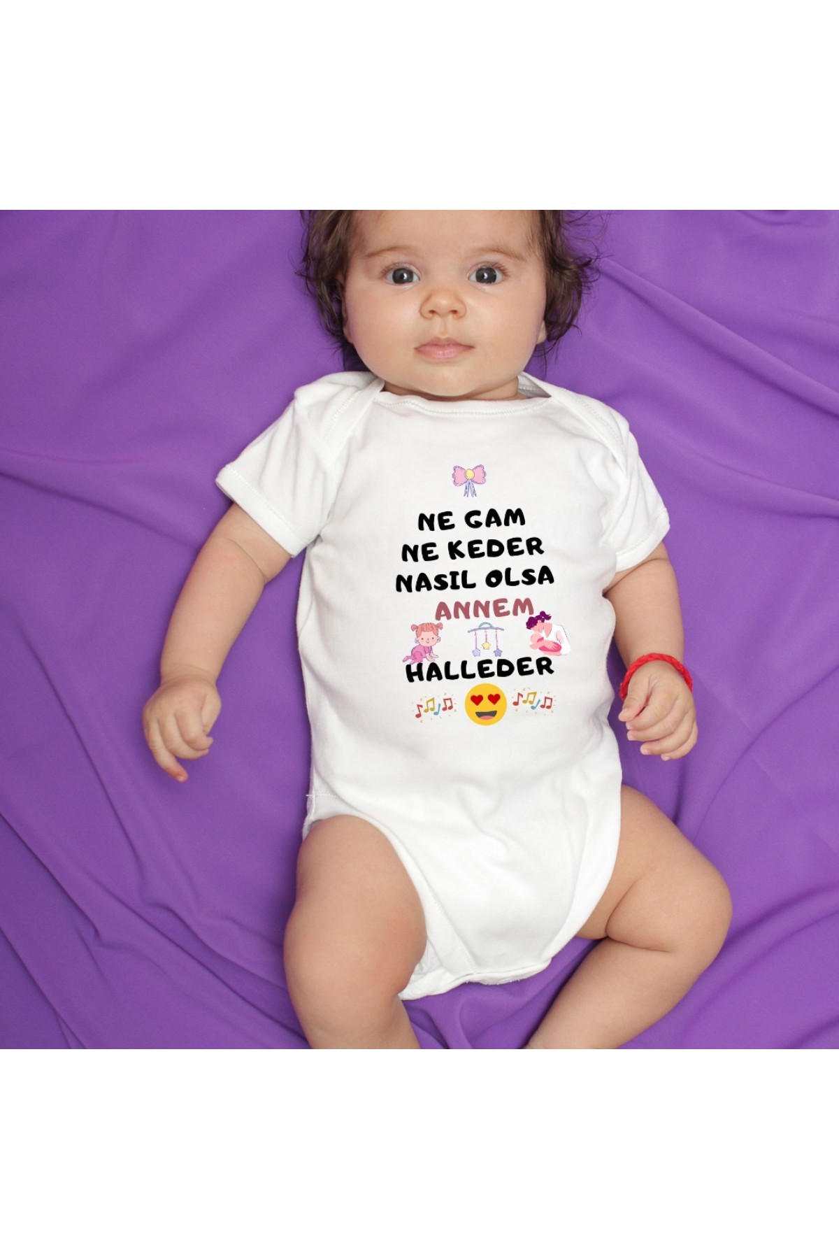 Kişiye özel bebek Zıbın Ne Gam ne keder Annem Halleder Kız Bebek