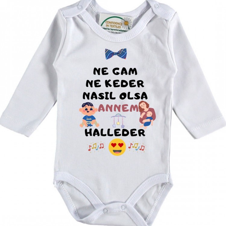 Kişiye özel bebek Zıbın Ne Gam ne keder Annem Halleder Erkek bebek
