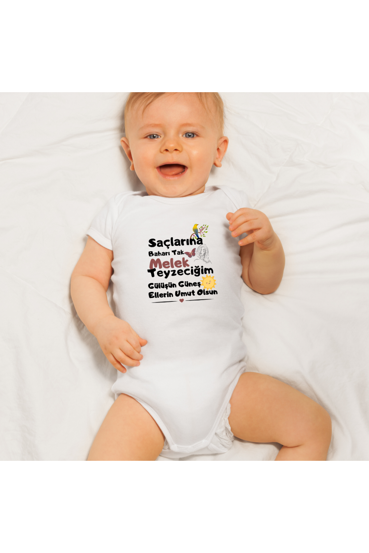 Kişiye özel bebek zıbını  Saçlarına Baharı Tak Teyze