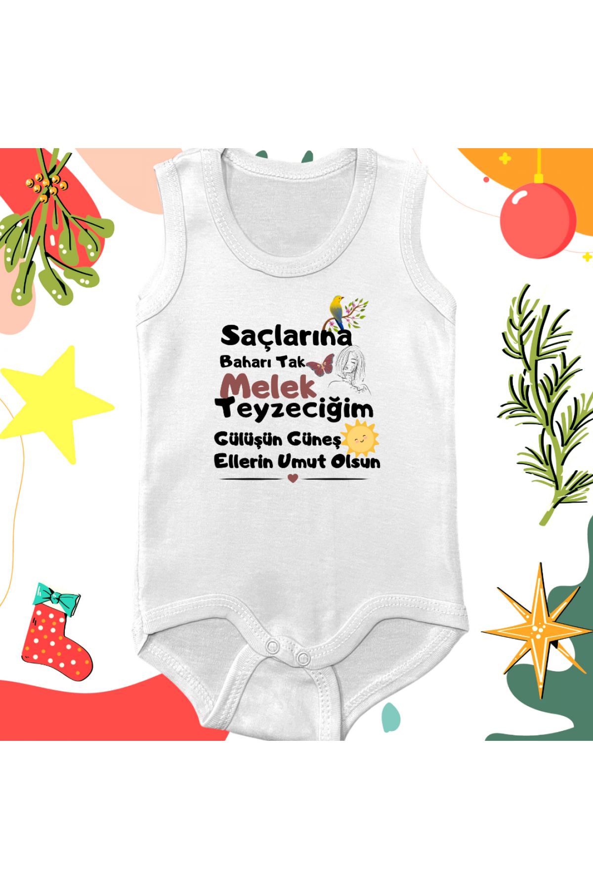 Kişiye özel bebek zıbını  Saçlarına Baharı Tak Teyze