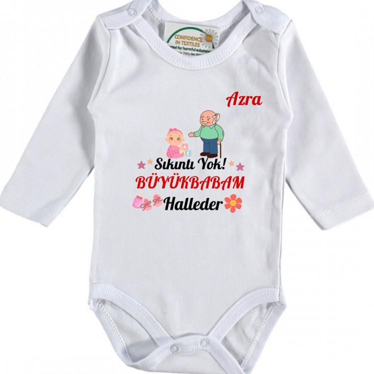 Sıkıntı Yok Büyük Babam Halleder Yazılı Kız Bebek Zıbın