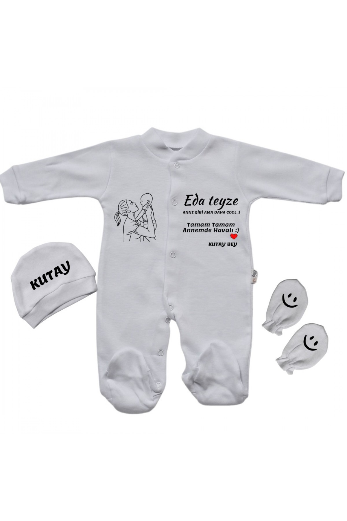 Teyze Anne Gibi Ama daha Cool Yazılı Kişiye Özel Kız Bebek Tulum