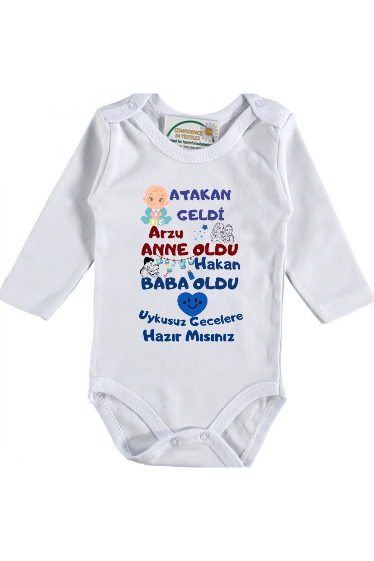 Uykusuz Gecelere Hazırmısınız Yazılı Kişiye özel Erkek Bebek Zıbın