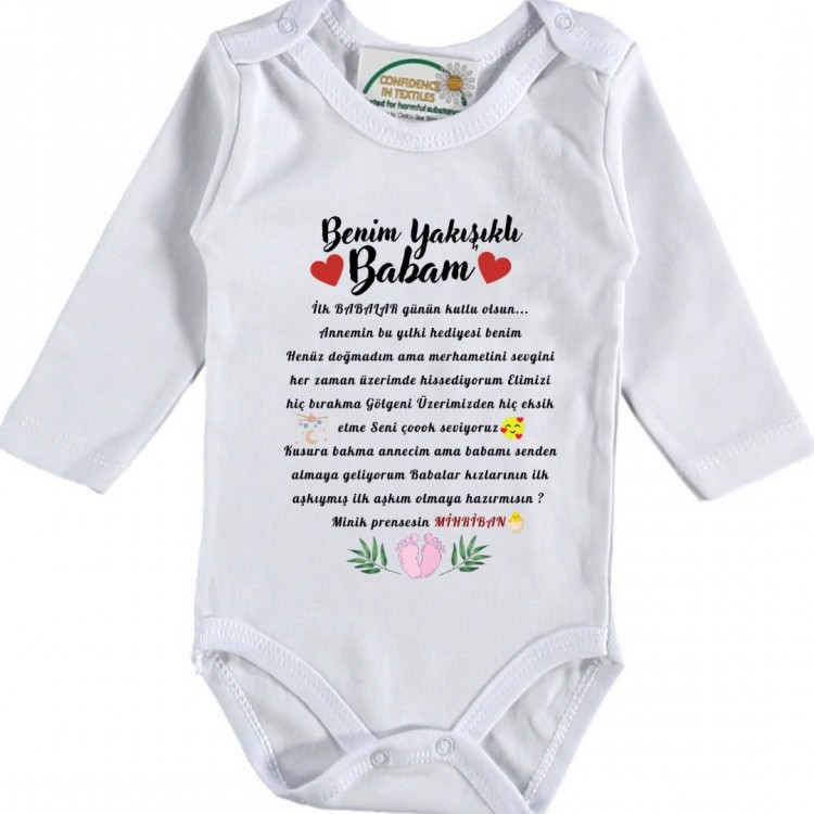 Babalar Günü yazılı Kız Bebek Zıbını 