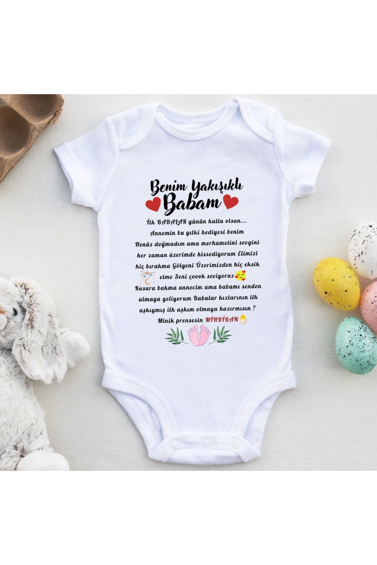 Babalar Günü yazılı Kız Bebek Zıbını 