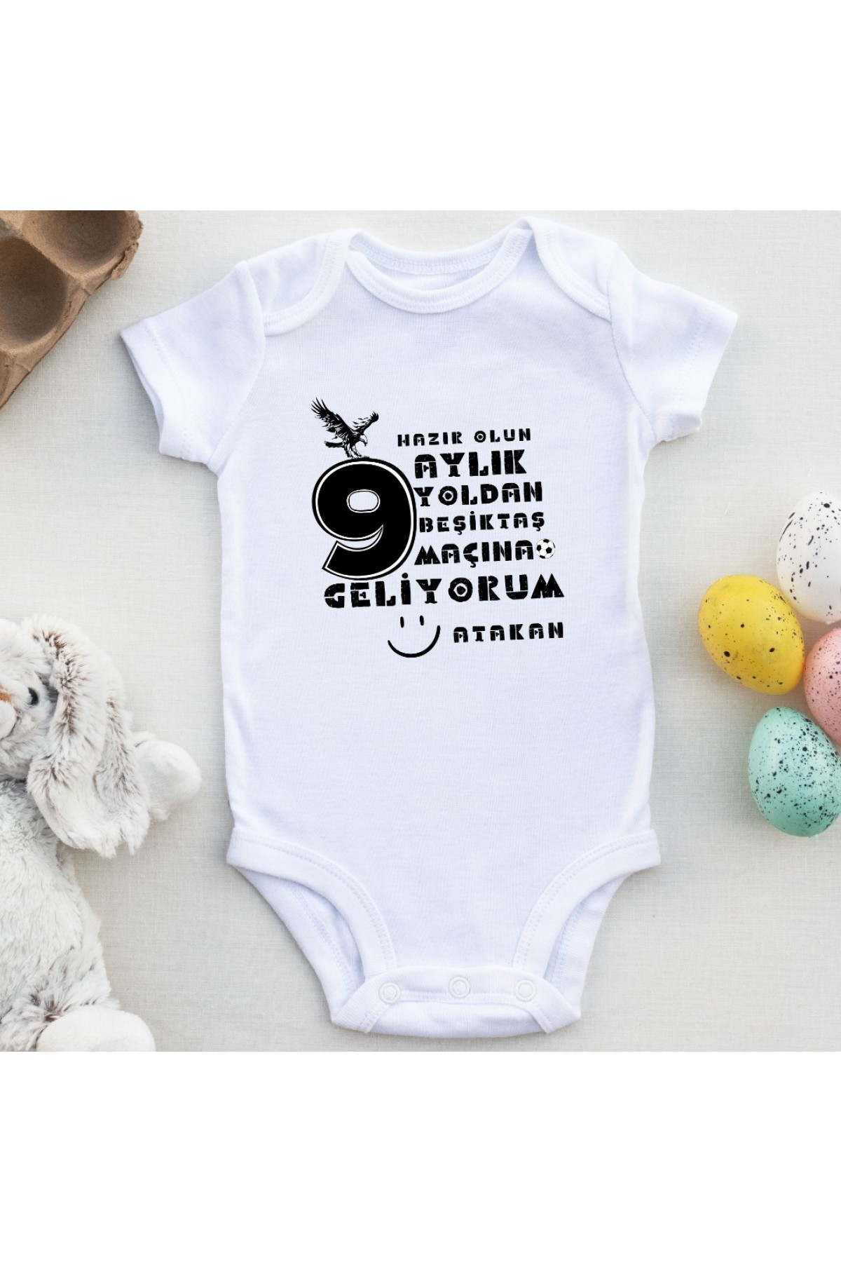 Hazır Olun  Aylık Yoldan Maçıına Geliyorum Yazılı Kişiye özel Bebek Zıbın Tasarımı