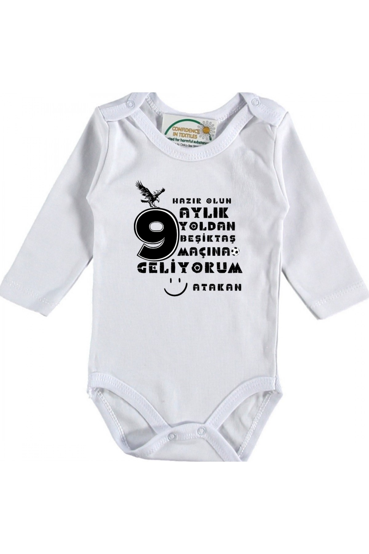 Hazır Olun  Aylık Yoldan Maçıına Geliyorum Yazılı Kişiye özel Bebek Zıbın Tasarımı