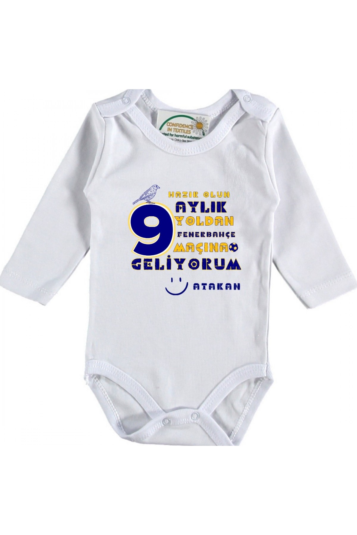 Hazır Olun  Aylık Yoldan Maçıına Geliyorum Yazılı Kişiye özel Bebek Zıbın Tasarımı