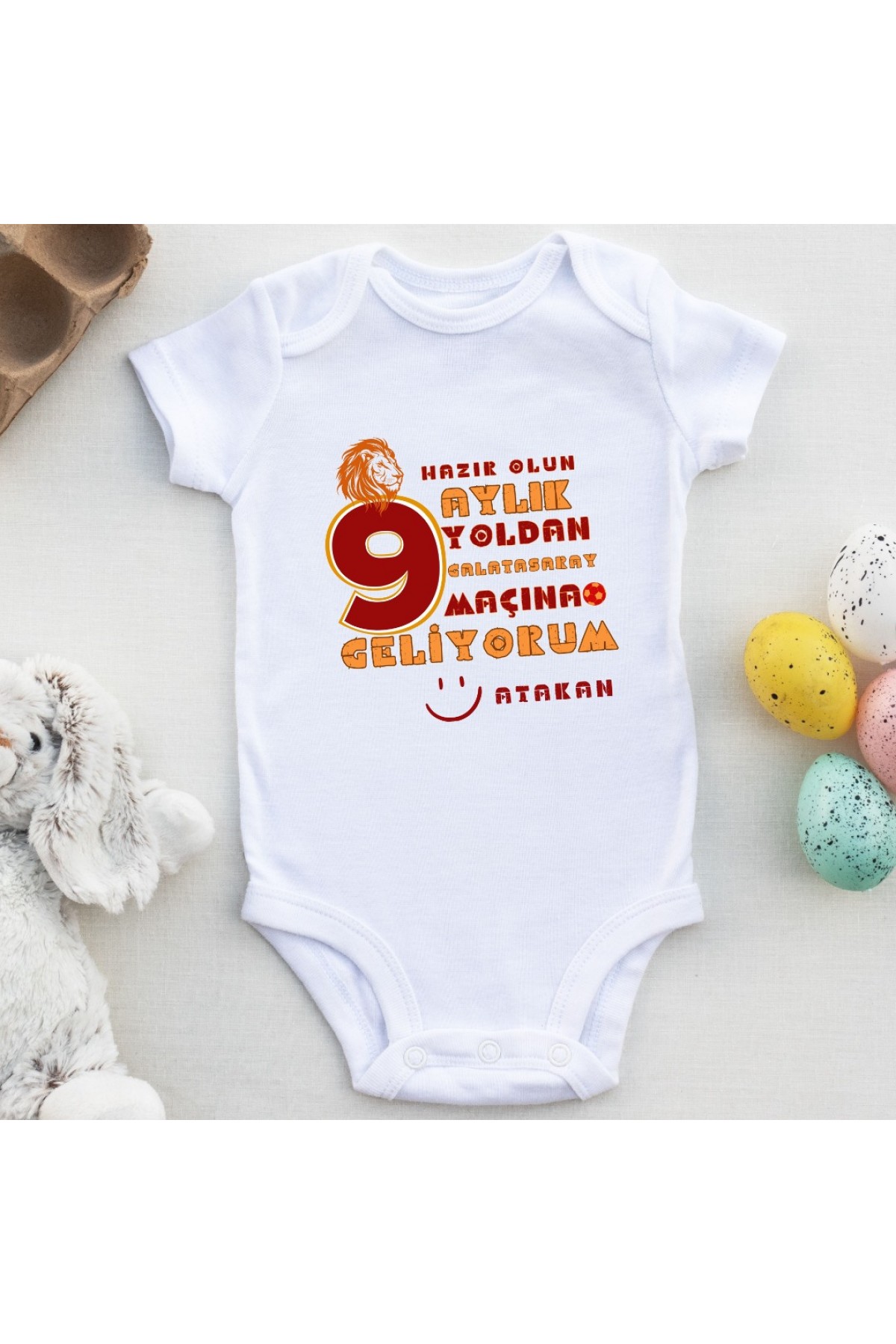 Hazır Olun  Aylık Yoldan Maçıına Geliyorum Yazılı Kişiye özel Bebek Zıbın Tasarımı