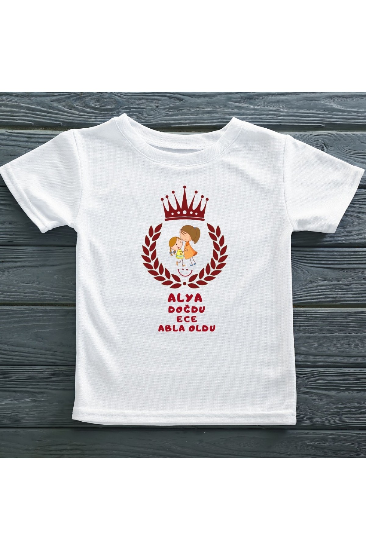 Kişiye Özel Tişört- Abla Abi Oldu yazılı